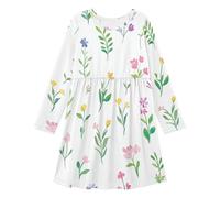 GuoChe Vestiti per bambini a maniche morbide e carine, per la scuola, casual, per tutti i giorni, per 3-11 anni, Fiori Primavera Carino Rustico, 5-6 Anni