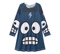 GuoChe Vestito a maniche lunghe per bambine e bambine, grazioso abito da gioco per la scuola, casual, per tutti i giorni, per 3-11 anni, Tempesta Nube Ansioso Sguard, 5-6 Anni