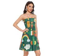 GuoChe Vestito estivo da donna, morbido, comodo, elasticizzato, aderente, prendisole per feste e cocktail, Elementi del festival irlandese Oggi sono irlandese, S