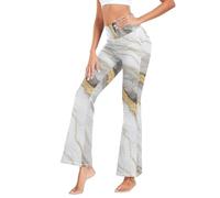 GuoChe Vita alta dei pantaloni di yoga delle donne del modello di marmo di lusso per la passeggi, Colorato, L
