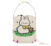 GuoChe Welcome Home Cute Cartoon Rabbit 1 Crochet Tote Bag Crochet Project Bag con fori Borsa all'uncinetto per forniture artistiche Forniture per maglieria