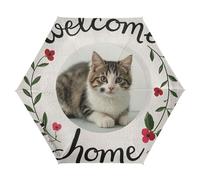 GuoChe Welcome Home - Ombrelli con motivo gatto dei cartoni animati, UV50+, per matrimoni, viaggi e golf, resistenti al vento, con impugnatura di alta qualità, adatti per auto e zaini, apertura