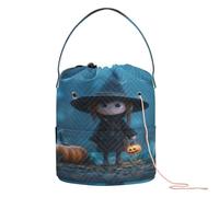 GuoChe Witch Kid con & Pumpkin Crochet Bag Travel Organizer Bag Portable Yarn Tote per Crochet Needle Knitting Project