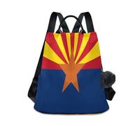 GuoChe Zaino alla moda per scuola media alla moda per viaggi, lavoro, tutti i giorni con portachiavi con pompon, Bandiera dello stato dell'Arizona, One Size, Zaini da viaggio