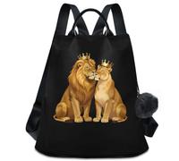 GuoChe Zaino da donna antifurto, alla moda, borsa a tracolla | Re Leone Corona Regina Leonessa Corona