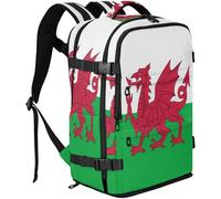 GuoChe Zaino da viaggio in tessuto resistente, adatto per laptop da 16 pollici con scomparti multipli per viaggi di lavoro, Bandiera del Galles, One Size, Zaini multiuso di base