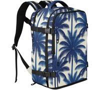 GuoChe Zaino in tessuto resistente, capacità 20 l | Con Multi Scomparti per Viaggio di Lavoro Blu Navy Palma Tropicale Modello Senza Cuciture Deep Blue Palm Tree Silhouette su
