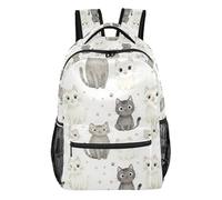 GuoChe Zaino multi scomparto durevole per gli uomini aerei borsa da viaggio Bookbag base scura Multitone Dino Layout, Multi ombra Cat Cluster Art, Small