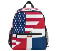 GuoChe Zaino per bambini e bambine, per la scuola, S, Bandiera degli Stati Uniti e della Repubblica Dominicana, Small, Zaino
