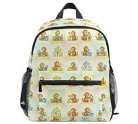 GuoChe Zaino per bambini e bambine, per la scuola, S, Carino Curioso Scimmia e Fiore Modello Giocoso George, S, Zainet