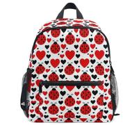 GuoChe Zaino per bambini e bambine, per la scuola, S, Coccinelle e cuori, Medium, Zaino