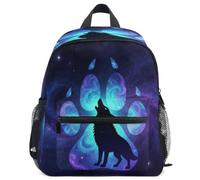 GuoChe Zaino per bambini e bambine, per la scuola, S, Wolf Paws Galaxy Wild Lone Wolves Stars Moon Wolf, M