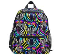 GuoChe Zaino per bambini e bambine, per la scuola, S, Zebra Sonnenbrille Kunstwerk Tier Bunte Zebra, Medium, Zaino