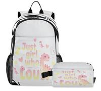 GuoChe Zaino per la scuola con borsa per il pranzo per bambini Bookbag Laptop Daypack | Aereo da combattimento Creatura Mare Bocca Warbird Naso Art Just A Girl Who Loves Dinosaurs Cute Dinosaur Girls