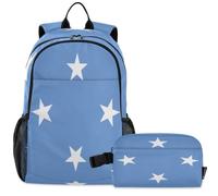 GuoChe Zaino per la scuola con borsa per il pranzo per bambini Bookbag Laptop Daypack | Scuola media elementare impostato bandiera nazionale degli stati federati di micronesia