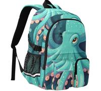GuoChe Zaino per studenti resistente alle rughe adatto per computer portatile da 14 pollici con fibbia magnetica per zaino all'aperto, Cool Blue Sea Tentacolo, One Size, Zaini multiuso di base