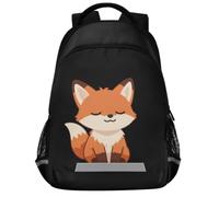 GuoChe Zaino scolastico per libri per laptop per bambini | con striscia riflettente 17 pollici Wild Canine Yoga Kawaii Anime giapponese (2)