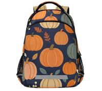 GuoChe Zaino scolastico per libri per laptop per bambini | Con striscia riflettente 43,2 cm accogliente autunno fogliame zucca stagione raccolta spezie