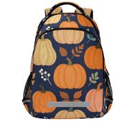GuoChe Zaino scolastico per libri per laptop per bambini | con striscia riflettente 43,2 cm autunno foglie cadenti zucca spezie raccolta felice autunno