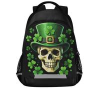 GuoChe Zaino scolastico per libri per laptop per bambini | Con striscia riflettente 43,2 cm Sugar Skull St Patrick Day Of The Dead Lucky Shamrock