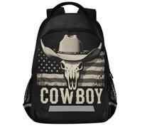 GuoChe Zaino scolastico per libri per laptop per bambini | Con striscia riflettente 43,2 cm Western Country Uomini Teen Boy Kid Rodeo Southern Retro Cowboy