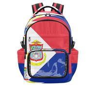 GuoChe Zaino scolastico trasparente di grande capacità, casual, borsa da viaggio per studenti e allenamento scolastico, età 7-18 anni, Bandiera di Sint Maarten, One Size, Zaini per bambini