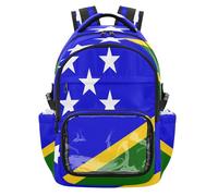 GuoChe Zaino scolastico trasparente di grande capacità, casual, borsa da viaggio per studenti e allenamento scolastico, età 7-18 anni, Bandiera nazionale delle Isole Salomone, One Size, Zaini per