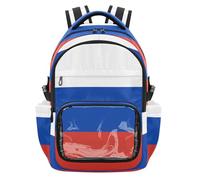 GuoChe Zaino scolastico trasparente di grande capacità, casual, borsa da viaggio per studenti e allenamento scolastico, età 7-18 anni, Bandiera nazionale della Russia, One Size, Zaini per bambini