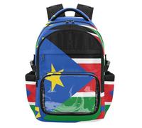 GuoChe Zaino scolastico trasparente di grande capacità, casual, borsa da viaggio per studenti e allenamento scolastico, età 7-18 anni, Bandiera nazionale del Sud Sudan, One Size, Zaini per bambini