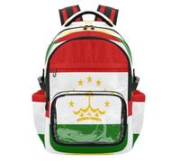 GuoChe Zaino scolastico trasparente di grande capacità, casual, borsa da viaggio per studenti e allenamento scolastico, età 7-18 anni, Bandiera nazionale del Tagikistan, taglia unica
