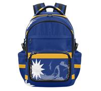 GuoChe Zaino trasparente impermeabile per la scuola, con scomparto per computer portatile, per ragazzi e ragazze, età 7-18 anni, Bandiera nazionale di Nauru, One Size, Zaini per bambini