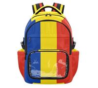 GuoChe Zaino trasparente impermeabile per la scuola, con scomparto per computer portatile, per ragazzi e ragazze, età 7-18 anni, Bandiera nazionale della Romania, taglia unica
