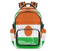 GuoChe Zaino trasparente impermeabile per la scuola, con scomparto per computer portatile, per ragazzi e ragazze, età 7-18 anni, Bandiera nazionale del Niger, One Size, Zaini per bambini