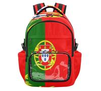 GuoChe Zaino trasparente impermeabile per la scuola, con scomparto per computer portatile, per ragazzi e ragazze, età 7-18 anni, Bandiera nazionale del Portogallo, taglia unica
