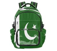 GuoChe Zaino trasparente impermeabile per la scuola, con scomparto per computer portatile, per ragazzi e ragazze, età 7-18 anni, Bandiera nazionale del Pakistan, One Size, Zaini per bambini