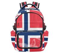 GuoChe Zaino trasparente impermeabile per la scuola, con scomparto per computer portatile, per ragazzi e ragazze, età 7-18 anni, Bandiera nazionale della Norvegia, One Size, Zaini per bambini