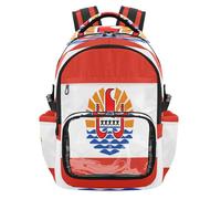 GuoChe Zaino trasparente impermeabile per la scuola, con scomparto per computer portatile, per ragazzi e ragazze, età 7-18 anni, Bandiera della Polinesia Francese (Variant), taglia unica