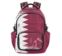 GuoChe Zaino trasparente impermeabile per la scuola, con scomparto per computer portatile, per ragazzi e ragazze, età 7-18 anni, Bandiera nazionale del Qatar, One Size, Zaini per bambini