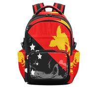 GuoChe Zaino trasparente impermeabile per la scuola, con scomparto per computer portatile, per ragazzi e ragazze, età 7-18 anni, Bandiera nazionale della Papua Nuova Guinea, One Size, Zaini per