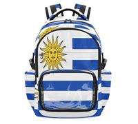 GuoChe Zaino trasparente per bambini per la scuola, carino e robusto, con cuciture rinforzate per scuola, università, viaggi, età 7-18 anni, Bandiera dell'Uruguay, One Size, Zaini per bambini