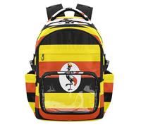 GuoChe Zaino trasparente per bambini per la scuola, carino e robusto, con cuciture rinforzate per scuola, università, viaggi, età 7-18 anni, Bandiera dell'Uganda, One Size, Zaini per bambini