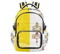 GuoChe Zaino trasparente per bambini per la scuola, carino e robusto, con cuciture rinforzate per scuola, università, viaggi, età 7-18 anni, Bandiera della Città del Vaticano, One Size, Zaini per