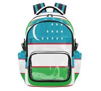 GuoChe Zaino trasparente per bambini per la scuola, carino e robusto, con cuciture rinforzate per scuola, università, viaggi, età 7-18 anni, Bandiera dell'Uzbekistan, One Size, Zaini per bambini