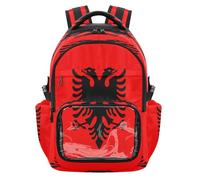 GuoChe Zaino trasparente per bambini per la scuola, resistente, trasparente, per scuola, università, lavoro, età 7-18 anni, Bandiera nazionale dell'Albania, One Size, Zaini per bambini