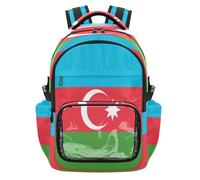GuoChe Zaino trasparente per bambini per la scuola, resistente, trasparente, per scuola, università, lavoro, età 7-18 anni, Bandiera nazionale dell'Azerbaigian, taglia unica