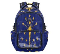 GuoChe Zaino trasparente resistente, borsa da viaggio per scuola, università, viaggi, età 7-18 anni, Bandiera dello stato dell'Indiana, One Size, Zaini per bambini