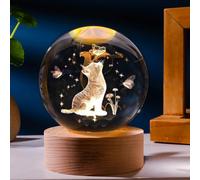 GUOCHENG Luci notturne a forma di gatto con sfera di cristallo 3D a forma di gattino, con lampade a LED calde, bella illuminazione per camera da letto, cameretta dei bambini, regalo per gli amanti dei
