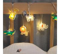 GUOCHENG Stringa di luci per bambini, 10 LED, luce bianca calda, a forma di animale, funzionamento a batteria, per interni, per cameretta dei bambini (zoo)