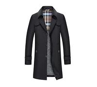 GUOCU Giubbotto Leggera Uomo Giacca a Vento Trincea Giubbino Classico Affari Trench Cappotto Moda Monopetto Risvolto Soprabito Casuale Sottile Giacche Signori Trench Coat Giubbotti Primavera Autunno