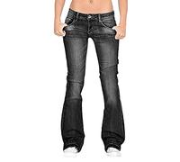 GUOCU Jeans Donna Stretch Skinny Flared Jeans Vita Bassa Bootcut Eleganti Jeans a Zampa Push Up Pantaloni Campana Elasticizzati Slim Pantaloni a Zampa d'Elefante,Retro Denim Pantaloni a Gamba Larga S